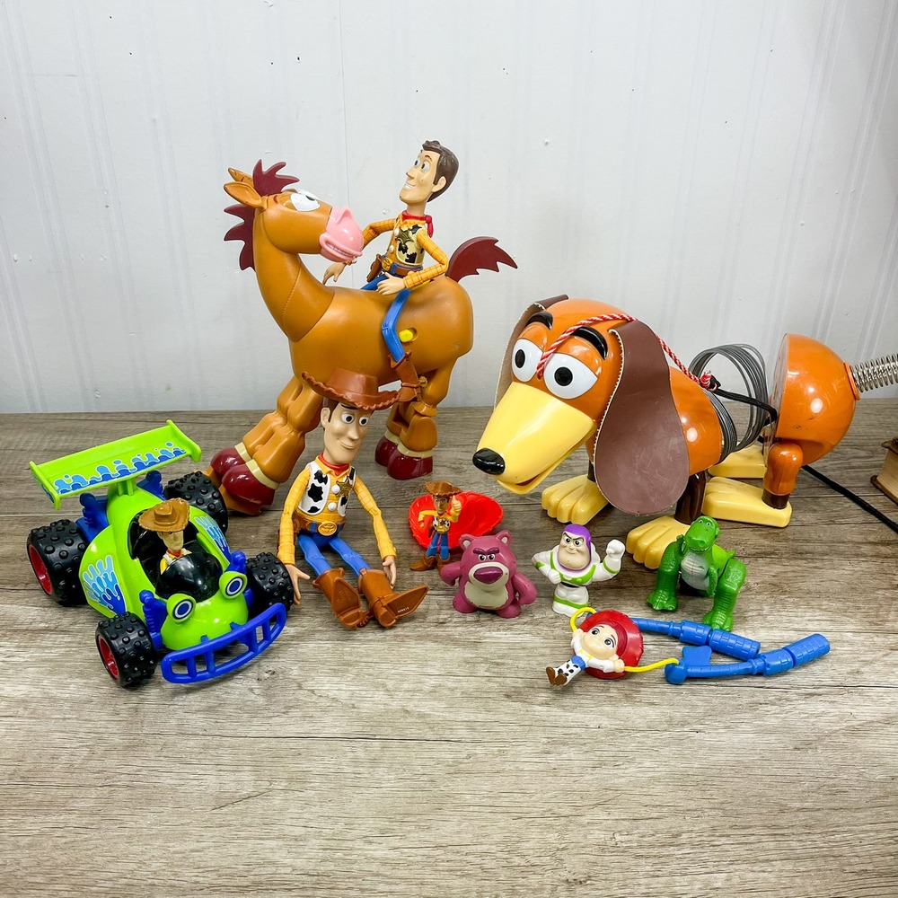 Disney Pixar Toy Story Figure Lot Woody Buzz Slinky Dog Bullseye Rex RC Car